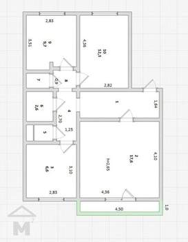 3-к квартира, вторичка, 64м2, 10/10 этаж
