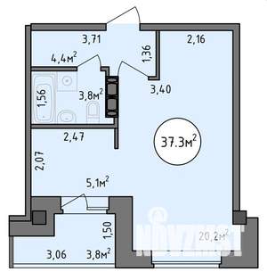 1-к квартира, строящийся дом, 37м2, 1/9 этаж
