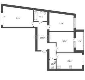 3-к квартира, вторичка, 70м2, 5/5 этаж
