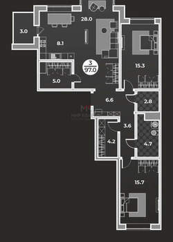 3-к квартира, вторичка, 97м2, 3/9 этаж