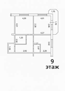 2-к квартира, вторичка, 76м2, 9/9 этаж