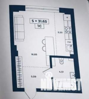 Студия квартира, строящийся дом, 32м2, 2/16 этаж