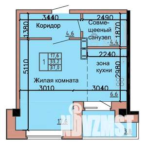 1-к квартира, строящийся дом, 35м2, 9/9 этаж