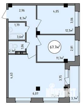 2-к квартира, строящийся дом, 68м2, 5/9 этаж