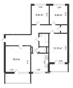4-к квартира, вторичка, 78м2, 4/9 этаж