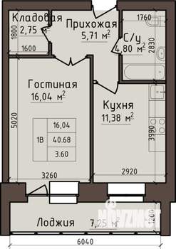 1-к квартира, строящийся дом, 44м2, 5/5 этаж