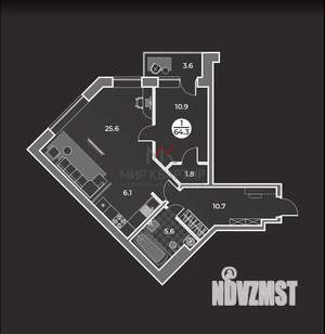 2-к квартира, вторичка, 64м2, 5/9 этаж