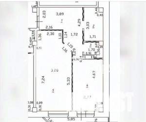 1-к квартира, вторичка, 53м2, 5/9 этаж