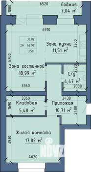 2-к квартира, строящийся дом, 72м2, 5/5 этаж