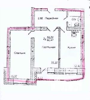 2-к квартира, вторичка, 60м2, 4/5 этаж