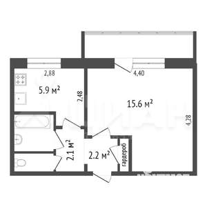 1-к квартира, вторичка, 36м2, 4/9 этаж