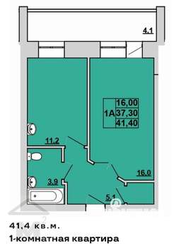1-к квартира, вторичка, 42м2, 5/7 этаж