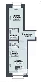 1-к квартира, вторичка, 28м2, 2/4 этаж