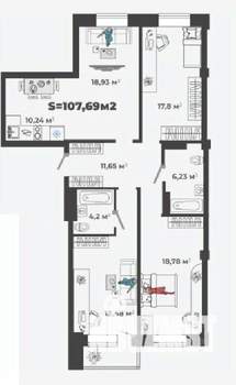 3-к квартира, строящийся дом, 108м2, 5/13 этаж
