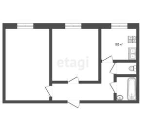 2-к квартира, вторичка, 50м2, 1/9 этаж