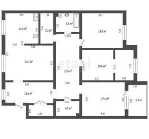 4-к квартира, вторичка, 93м2, 4/4 этаж