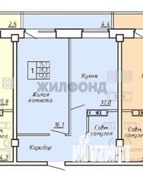 1-к квартира, сданный дом, 43м2, 7/9 этаж