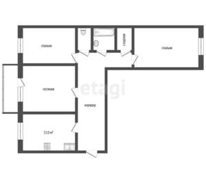 3-к квартира, вторичка, 90м2, 5/5 этаж