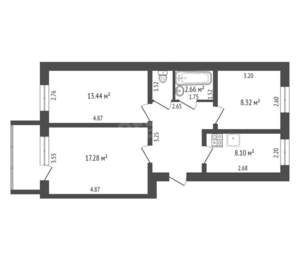 3-к квартира, вторичка, 59м2, 4/5 этаж